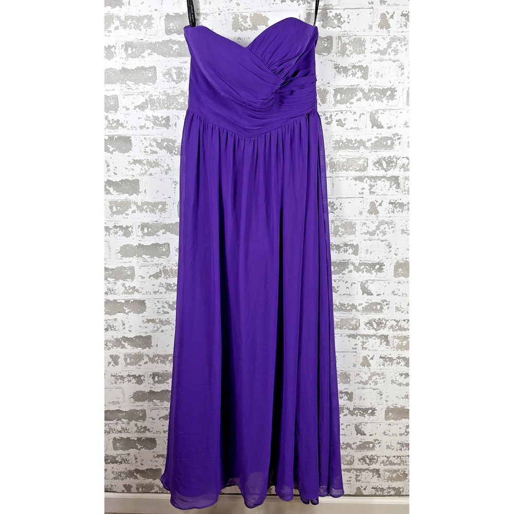 Alfred Angelo Dress Womens 14 Purple Strapless Chiffon Gown Sweetheart Formal